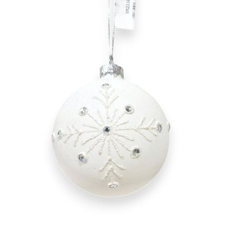 Glass Bauble White 8cm