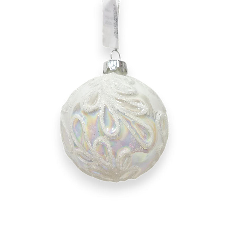 Glass Bauble White 8cm 4