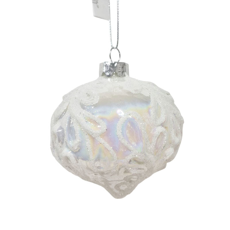 Glass Bauble White 8cm 5
