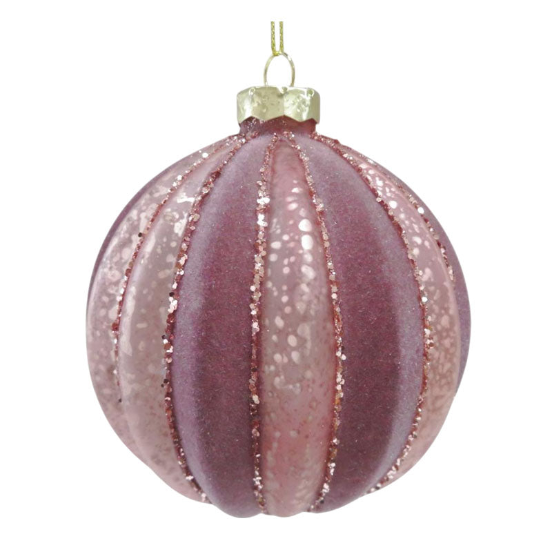 Glass Bauble 2Tone 10cm Pink