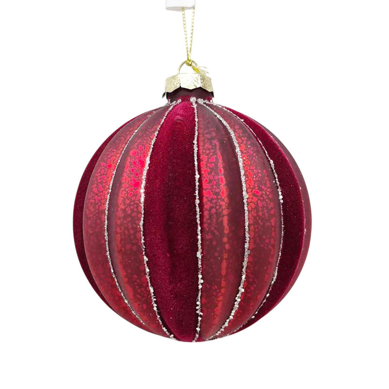 Glass Bauble 2Tone 10cm Red