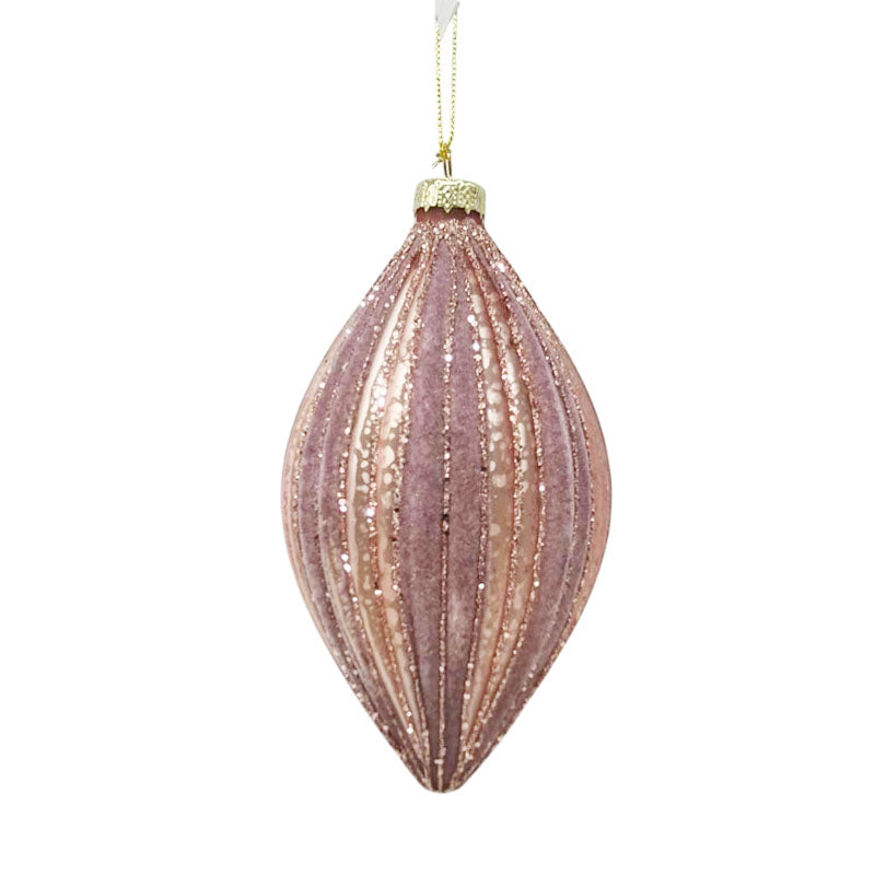 Glass Bauble 2Tone Teardrop 7.8X14.5cm Pink