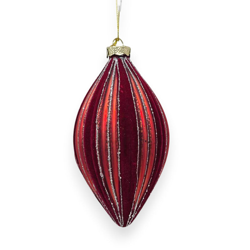 Glass Bauble 2Tone Teardrop 7.8X14.5cm Red