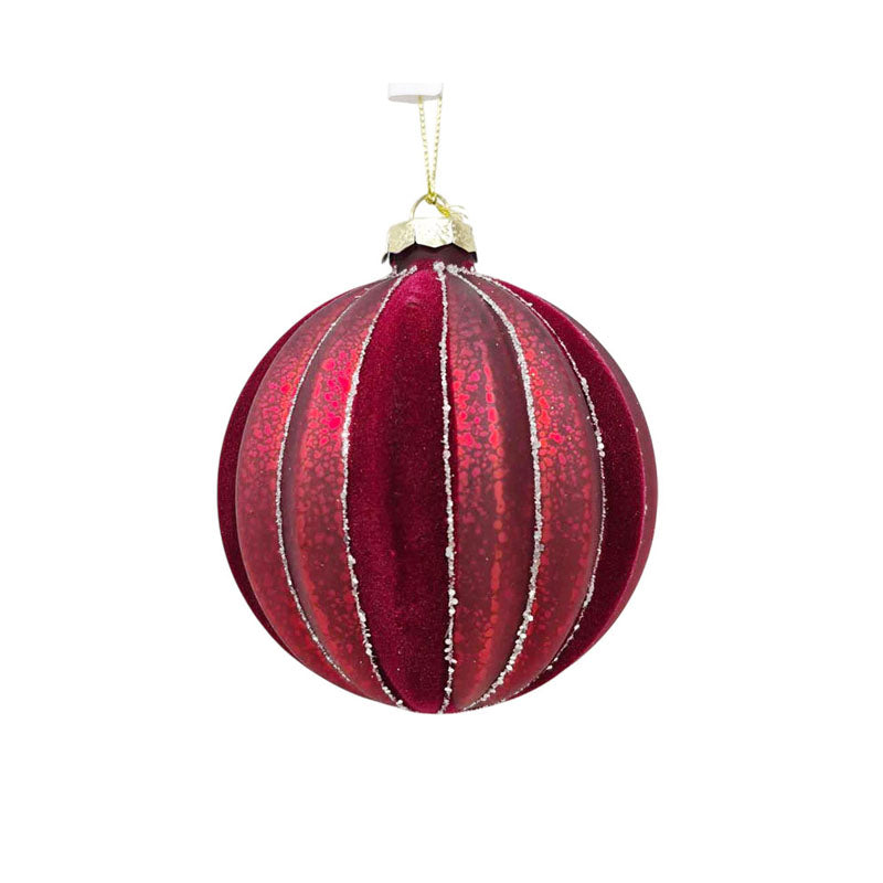 Glass Bauble 2Tone 8cm Red