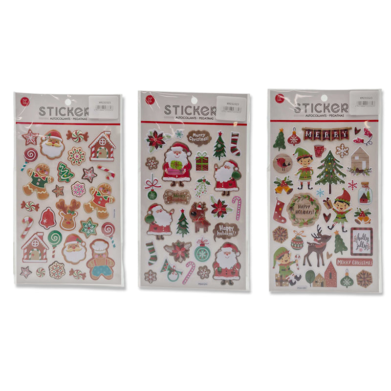 Xmas Stickers Pop-Up 20.8X14cm 3Asst