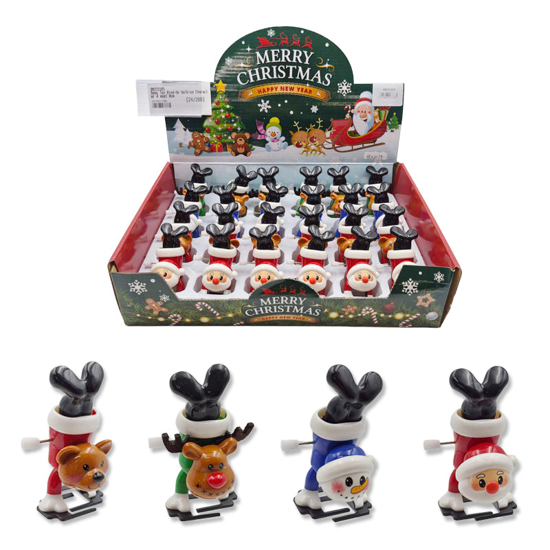 Xmas Toy Wind-Up Walking Character 4 Asst 8cm
