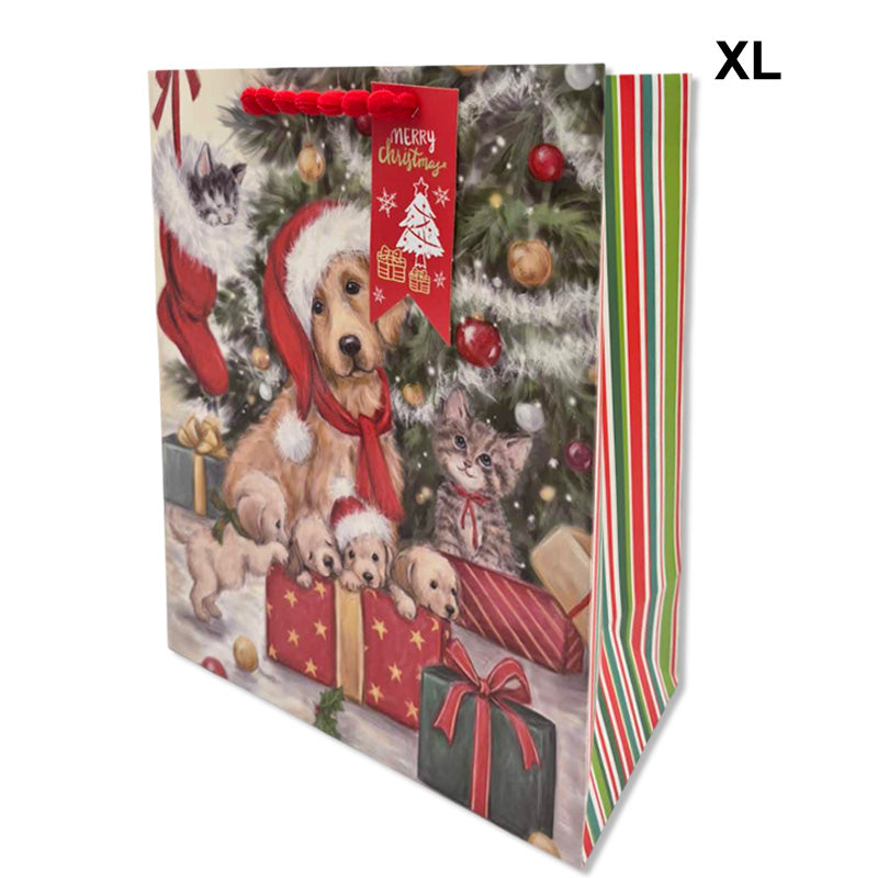 Xmas Gift Bag Dogs&Cats W/Gifts Xl 33*45*12.7cm