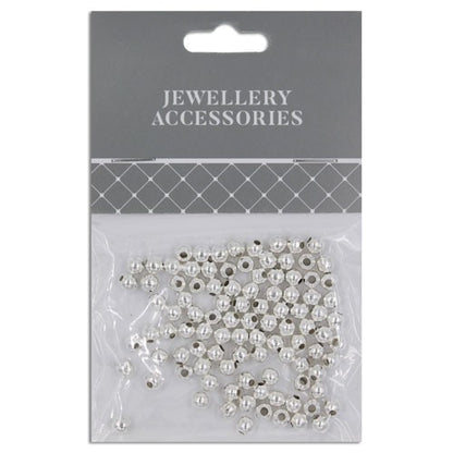 Round Plastic Spacer 4mm 100pcs Bright Silver