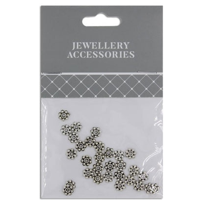 Spacer 6mm Daisy 30pcs Silver