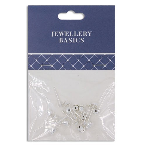 Post Ends & Studs Silver 10pcs
