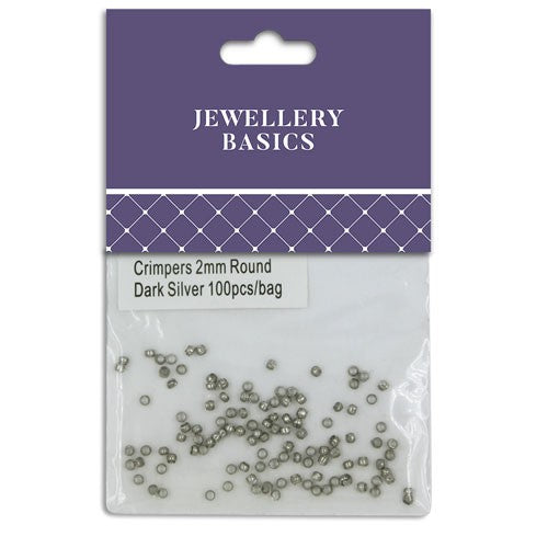 Crimpers 2mm Round 100pcs Dark Silver