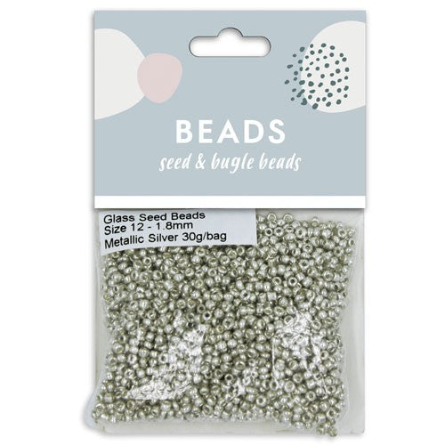 Glass Seed Beads Size 12-1.8mm 30g Met Sil