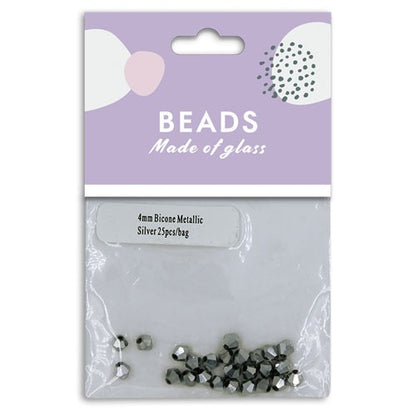 Bicone 4mm Metallic Silver 25pcs
