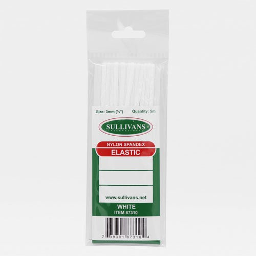 Elastic 3mm White 5m Card