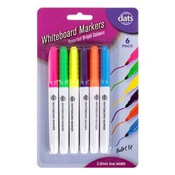 Whiteboard Markers 6pk Assorted Colours