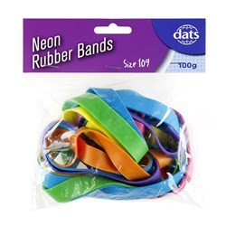Band Rubber 100g Mixed Cols Size 109 228x15mm