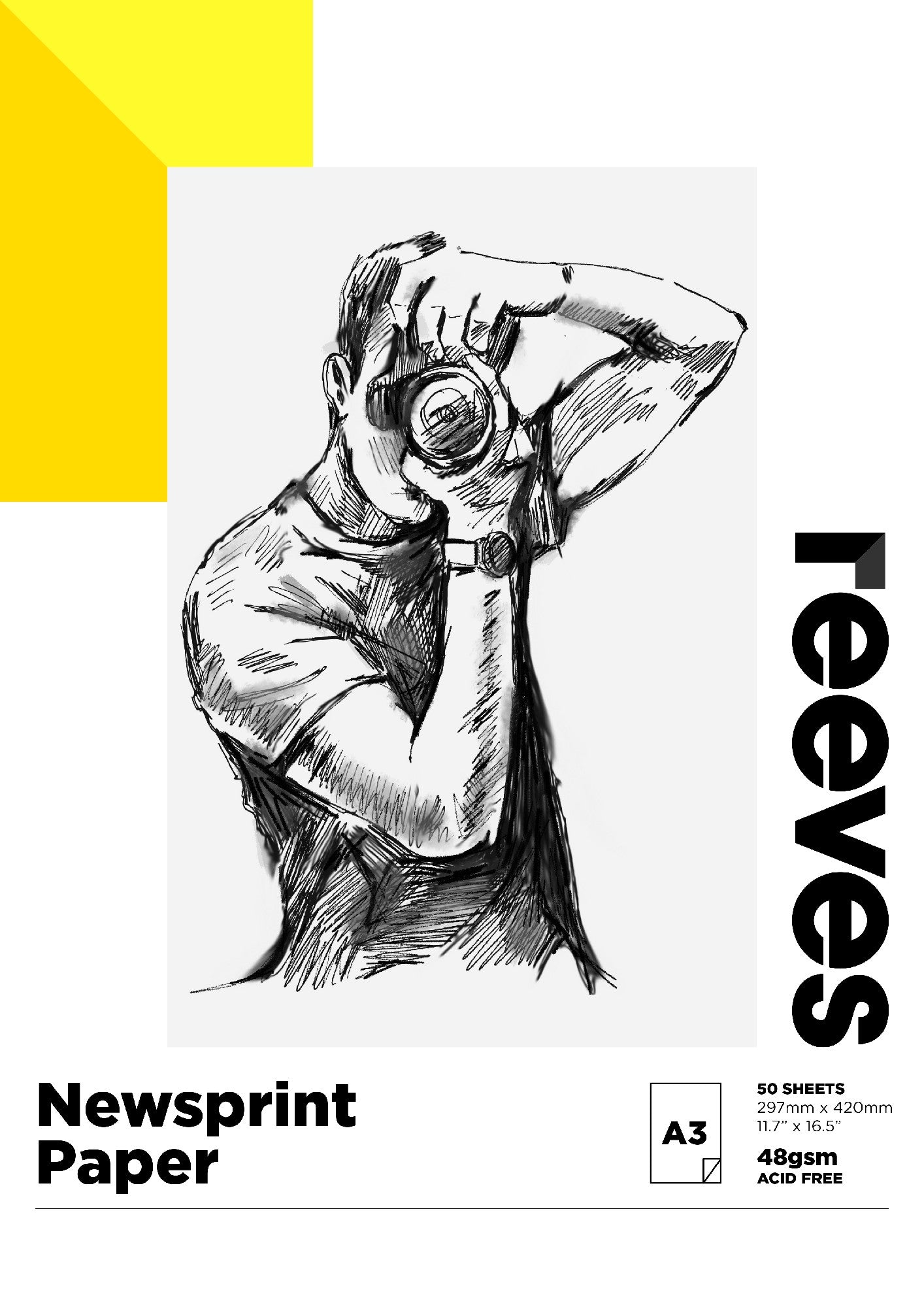 Reeves Newsprint Pad 48gsm 50 Sht A3