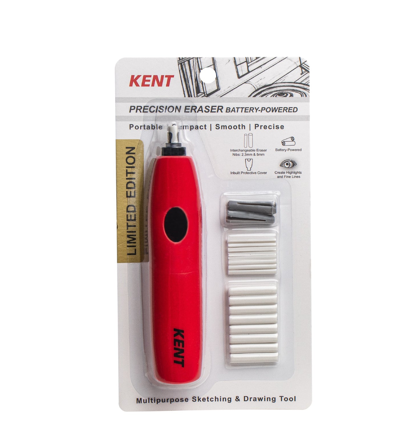 Kent Precision Battery Eraser Red
