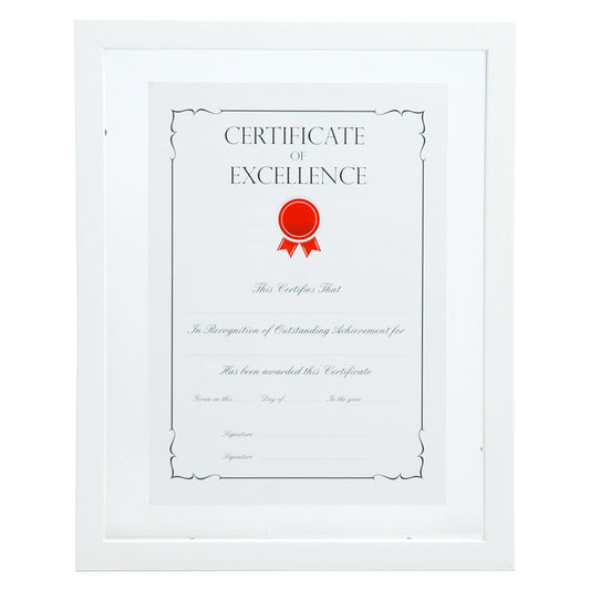 Certificate 11x14 White Floating Frame with A4 Opening