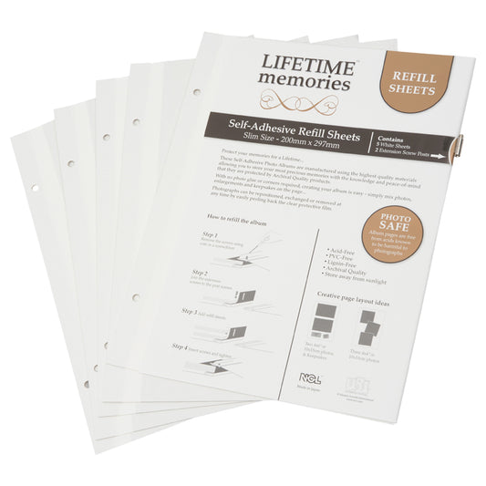 NCL Self Adhesive Refills Slim - 5 Sheets White