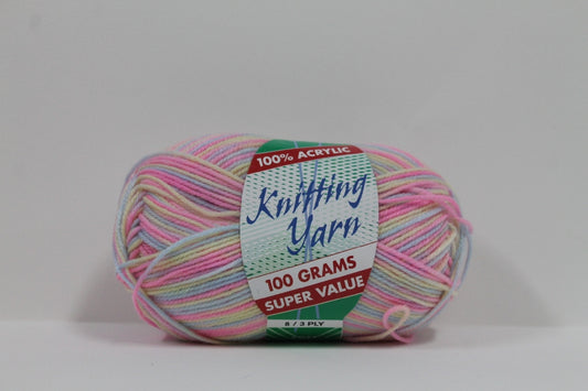 Knitting Yarn Multi 8ply 100g Baby