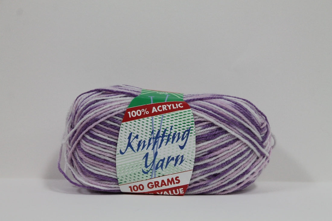 Knitting Yarn Multi 8ply 100g Lavender Mix
