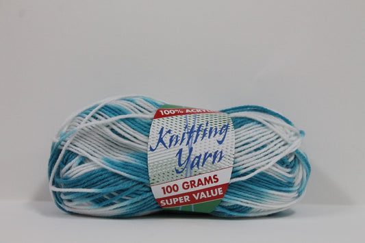 Knitting Yarn Multi 8ply 100g Blue/white