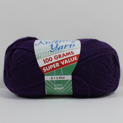 Knitting Yarn 8ply 100g Deep Purple