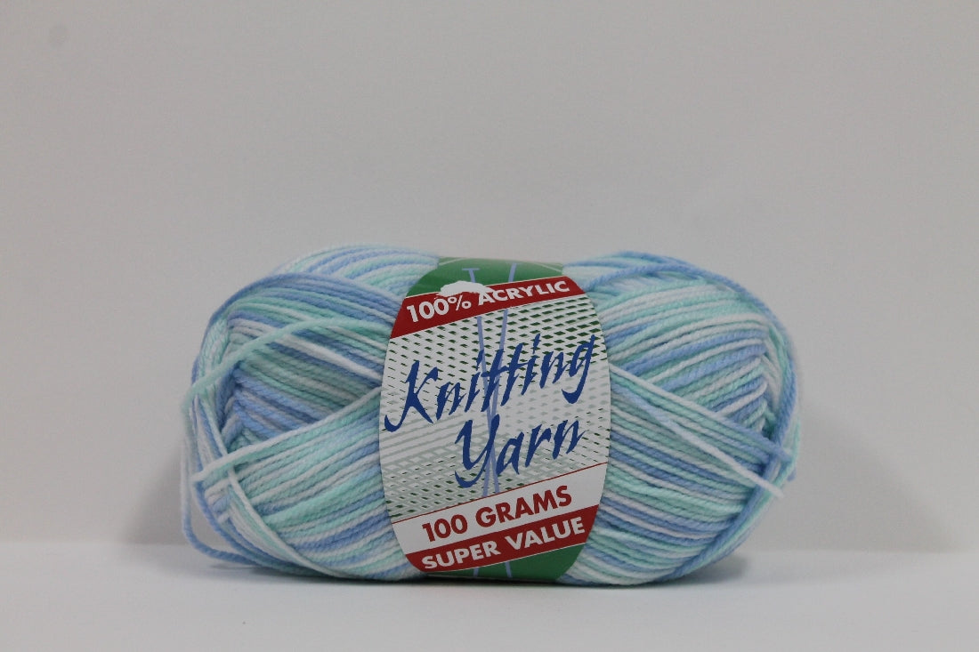 Knitting Yarn Multi 8ply 100g Green Blue
