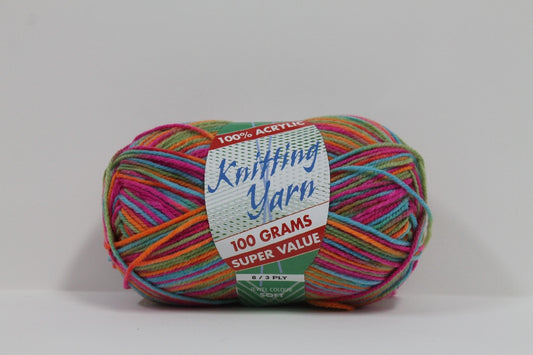 Knitting Yarn Multi 8ply 100g Jewel
