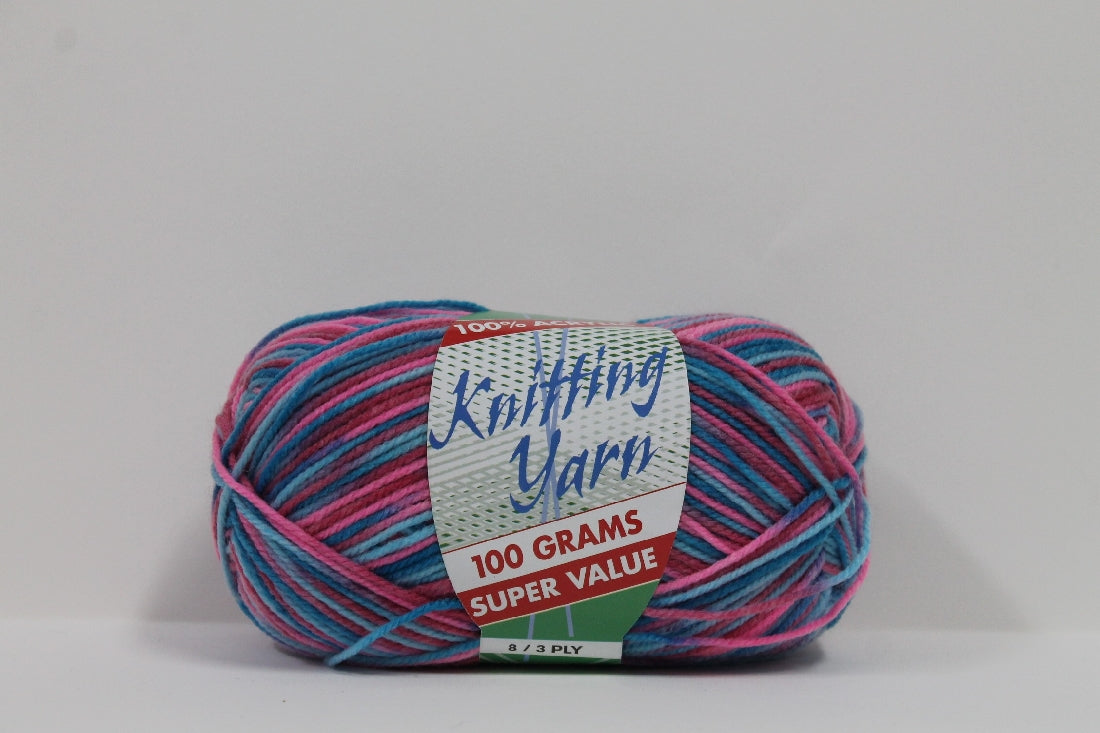 Knitting Yarn Multi 8ply 100g Fairy Floss