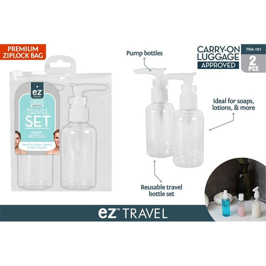2PCS TRAVEL BOTTLES W/PUMP 75ML