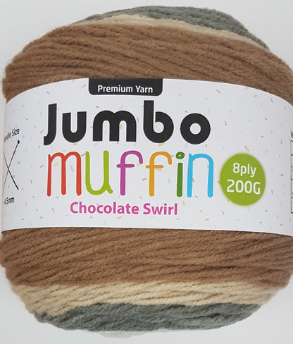 Muffin Yarn 8ply 200g Chocolate Swirl