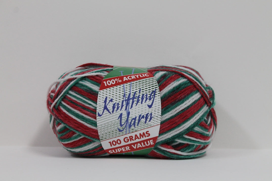 Knitting Yarn Multi 8ply 100g Christmas