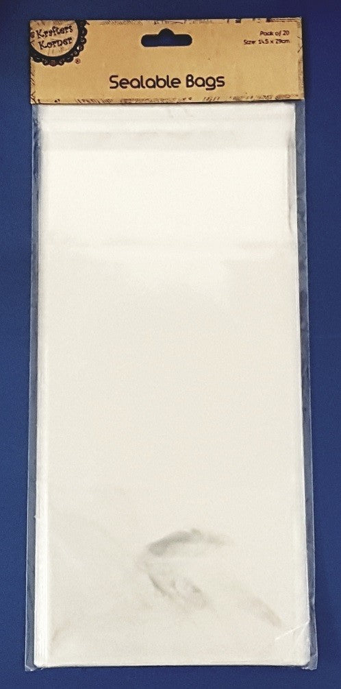 Cello Bags Clear W/seal 14.5x29cm 20pk