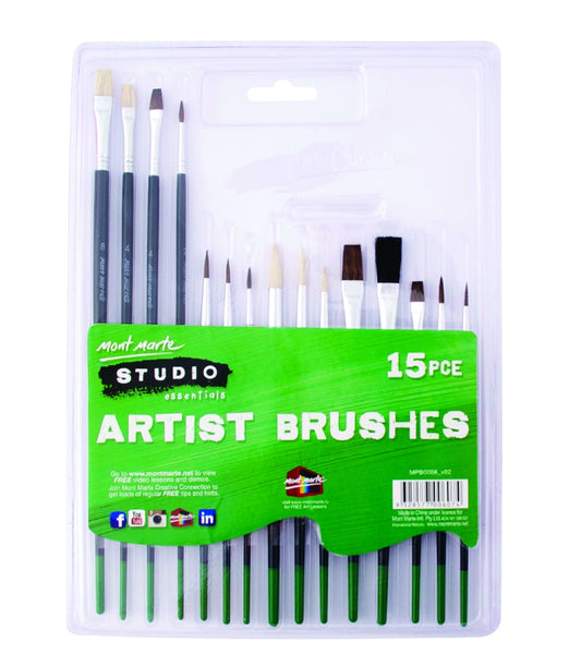 M.M. Silver Series Paint Brush Set 15pce