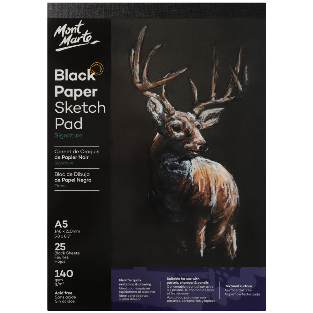 M.M. Black Paper Sketch Pad A3 140gsm 25 Sheets