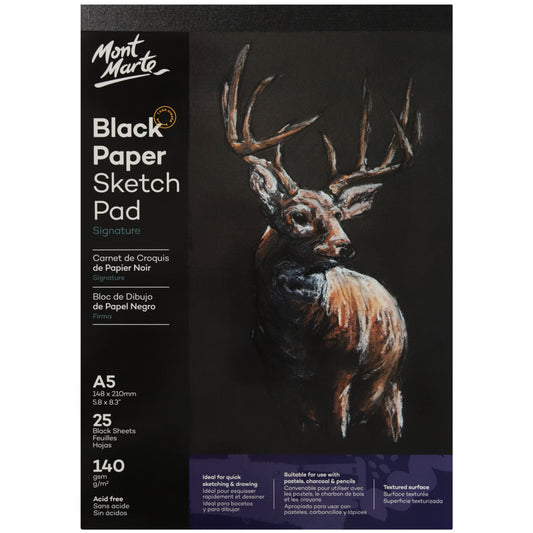 M.M. Black Paper Sketch Pad A3 140gsm 25 Sheets