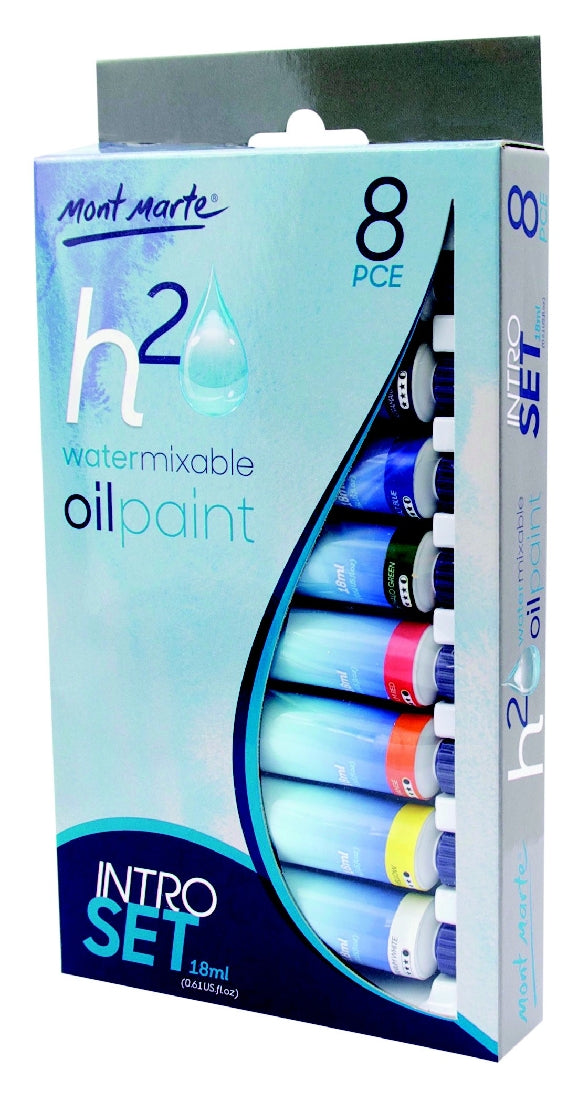 M.M. Water Mixable Oil Paint Intro Set 8pc x 18ml