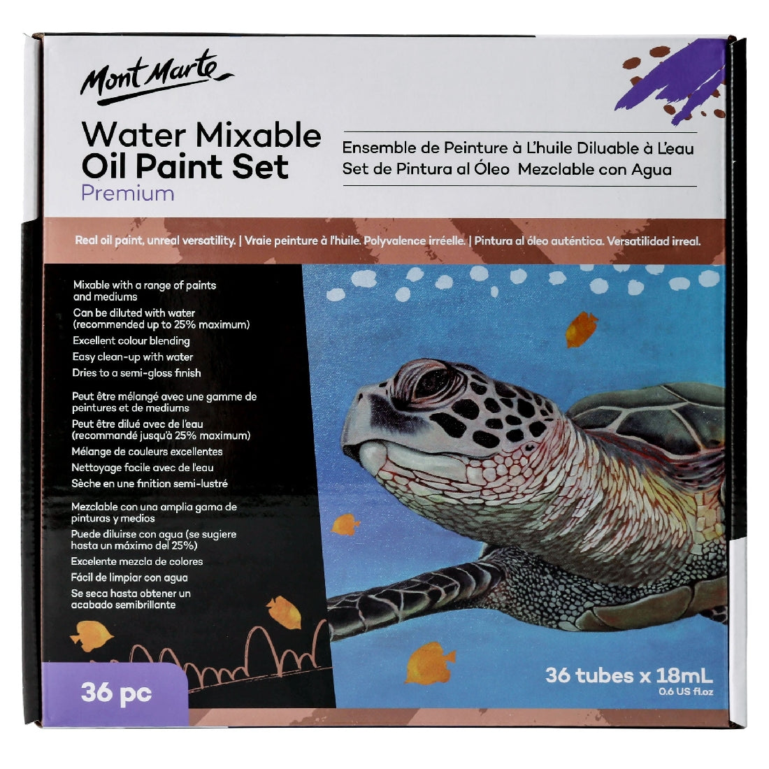M.M. Water Mixable Oil Paint Set 36pc x 18ml