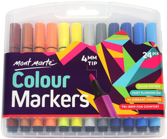 M.M. Watercolour Markers 24pc Tri Grip in Case