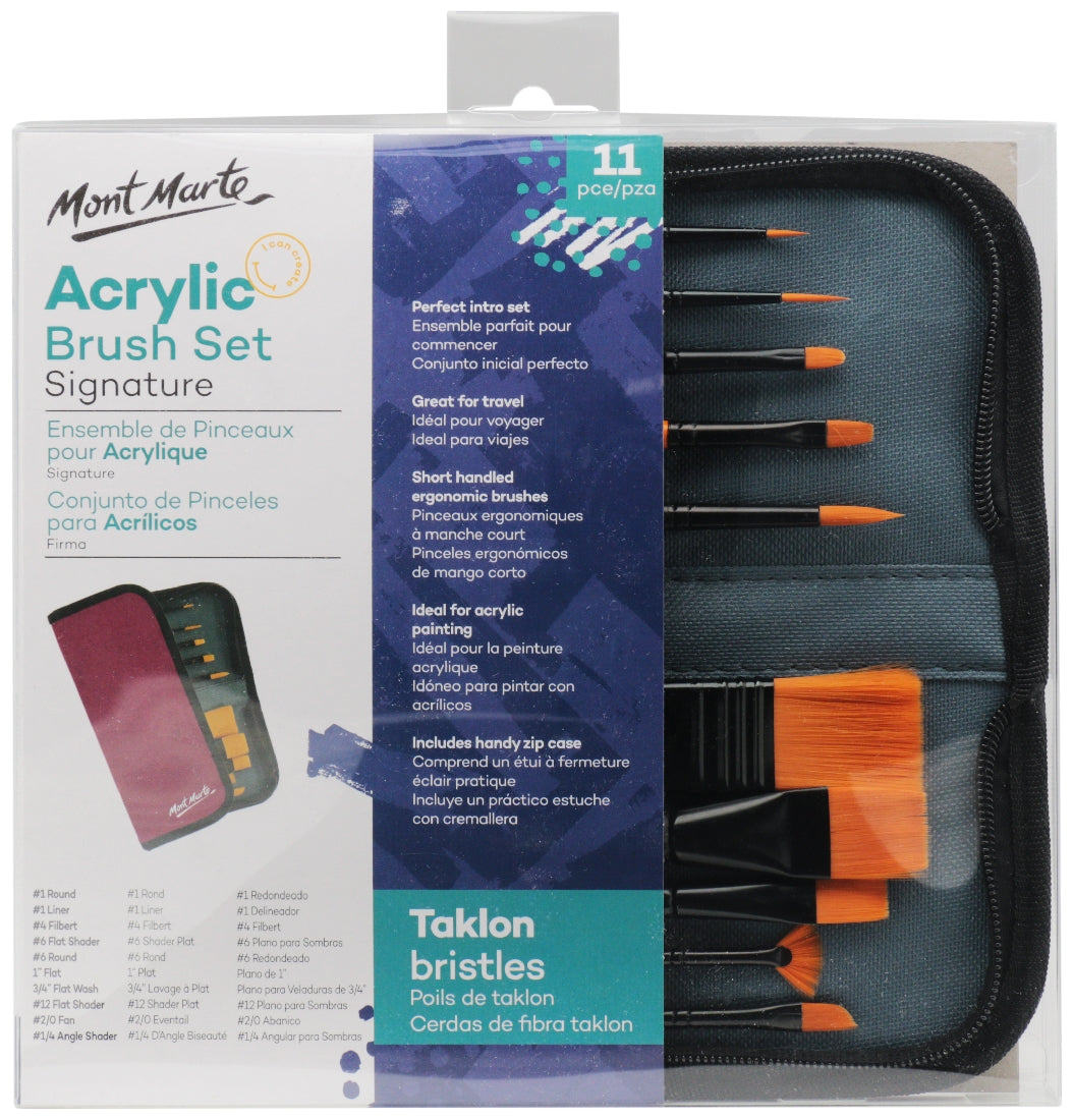 M.M. Brush Set in Wallet 11pc - Acrylic