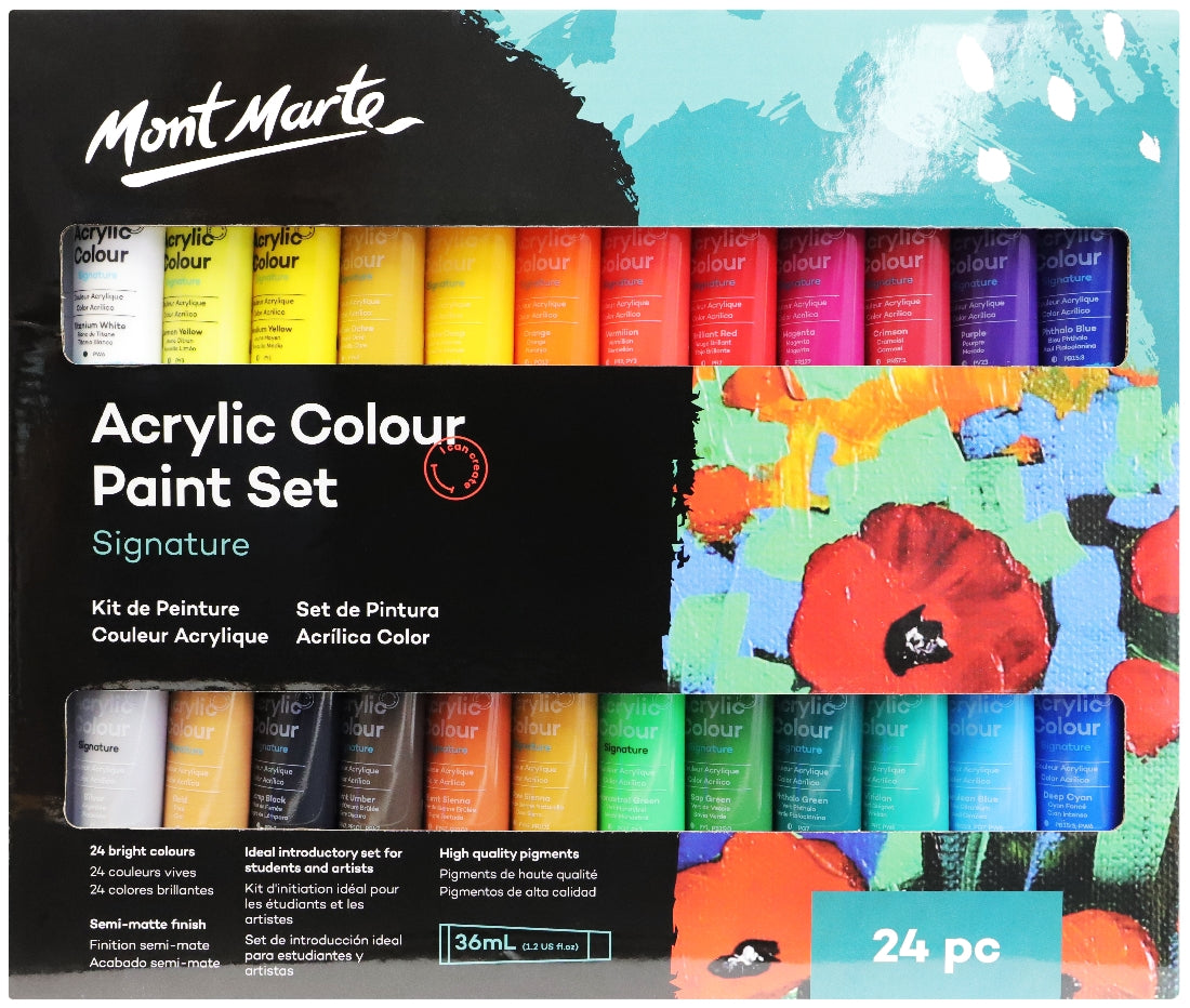M.M. Acrylic Colour Paint Set 24pc x 36ml