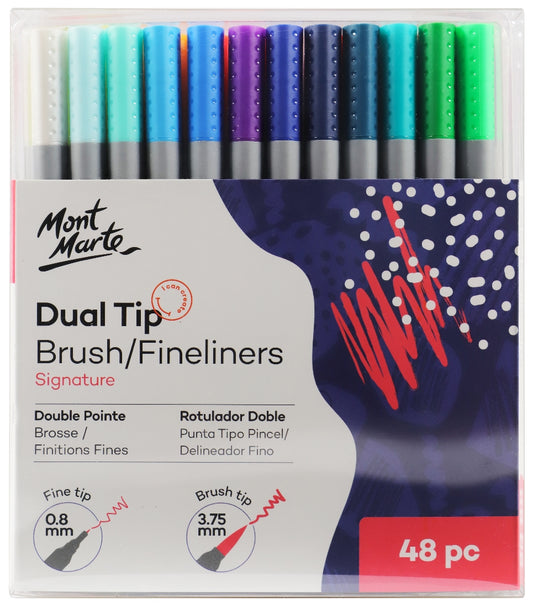 M.M. Dual Tip Brush/fineliners 48pce