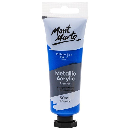 M.M. Metallic Acrylic Paint 50ml - Phthalo Blue
