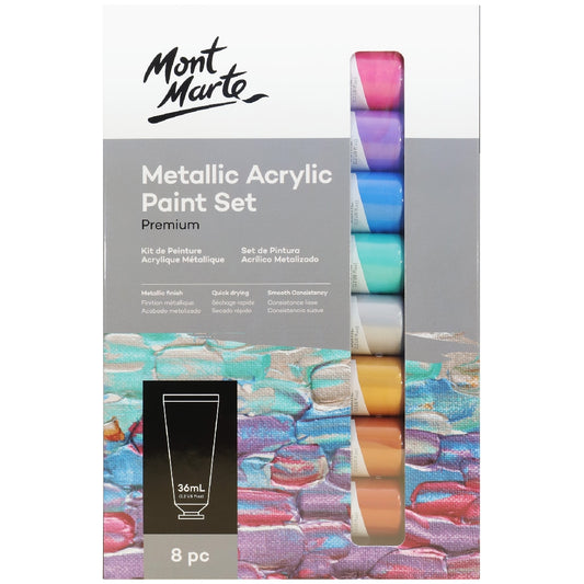 M.M. Metallic Acrylic Paint Set 8pc x 36ml