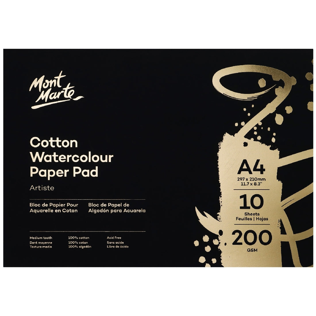 M.M. Cotton Watercolour Paper A4 200gsm 10 Sheets