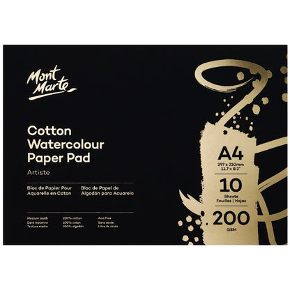 M.M. Cotton Watercolour Paper A4 200gsm 10 Sheets