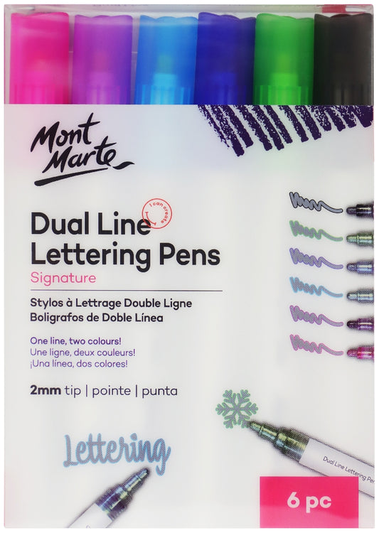 M.M. Dual Line Lettering Pens 2m.m. Tip 6pc