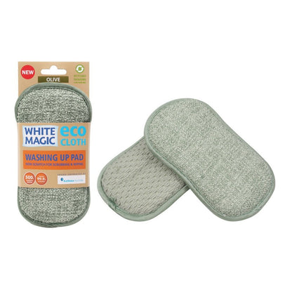 White Magic Eco Cloth Washing Up Pad Olive